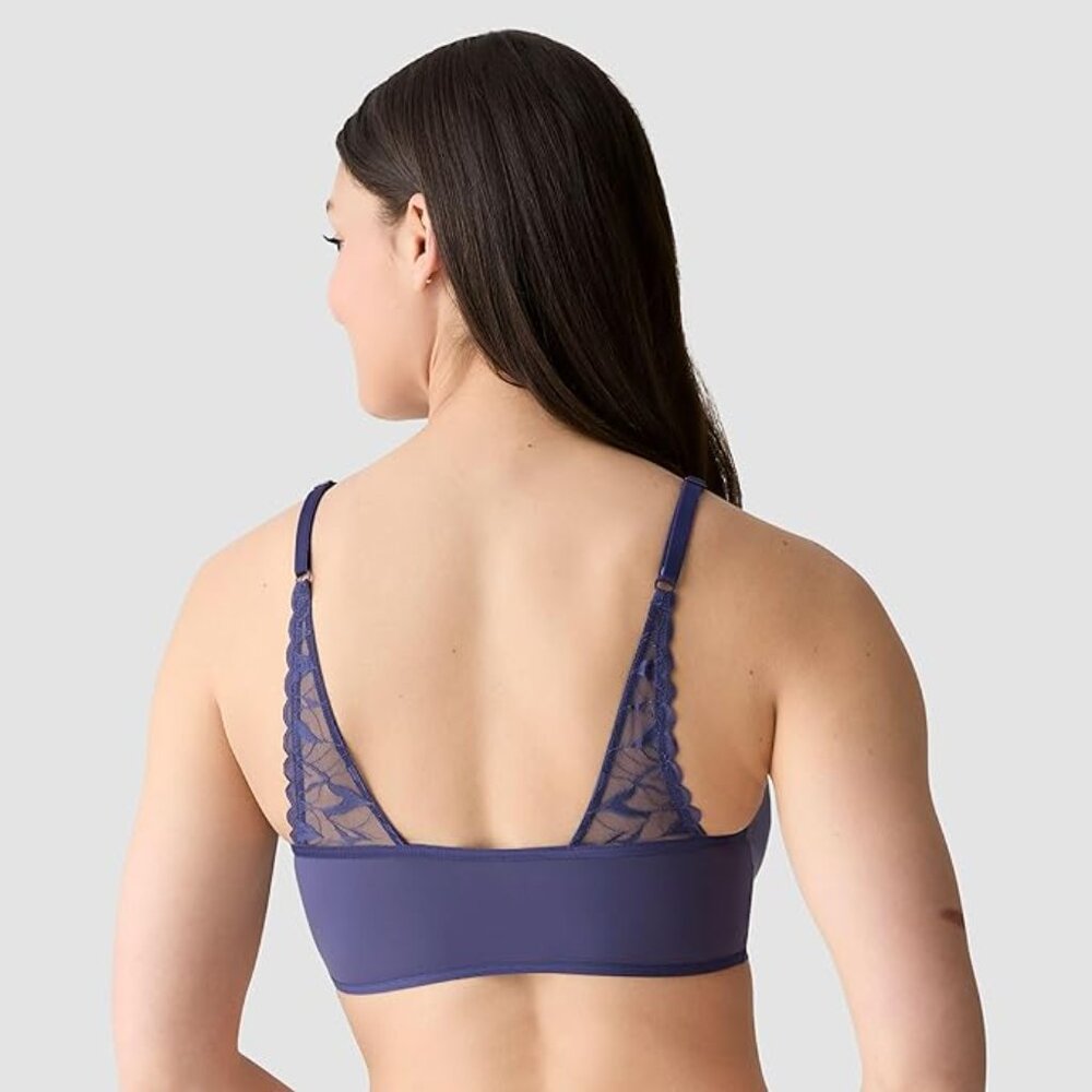 True & Co True Everybody Boost Plunge Bra Dark Indigo Blue New Medium - Picture 2 of 4